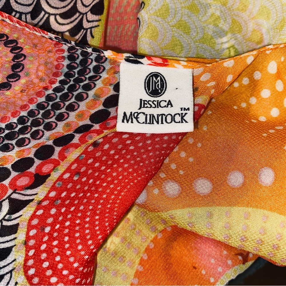 JESSICA MCCLINTOCK Wrap Shawl/Kimono abstract pattern w beading - Picture 6 of 8